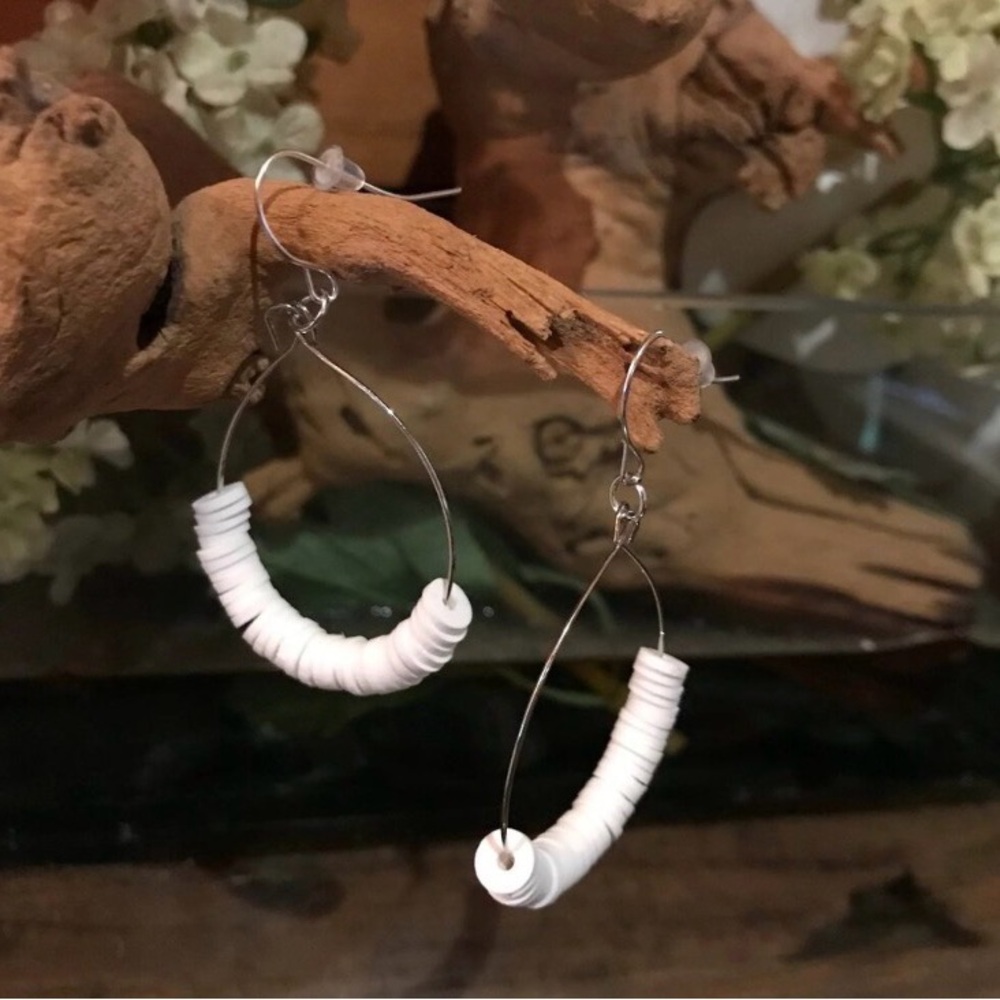 White Hoop Earrings